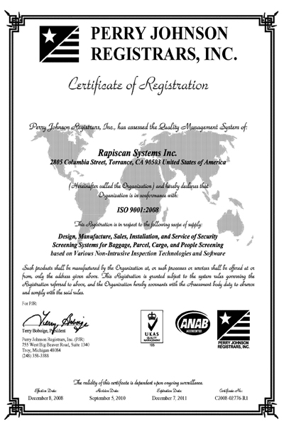 ISOCert 9001 2008 USA 2011